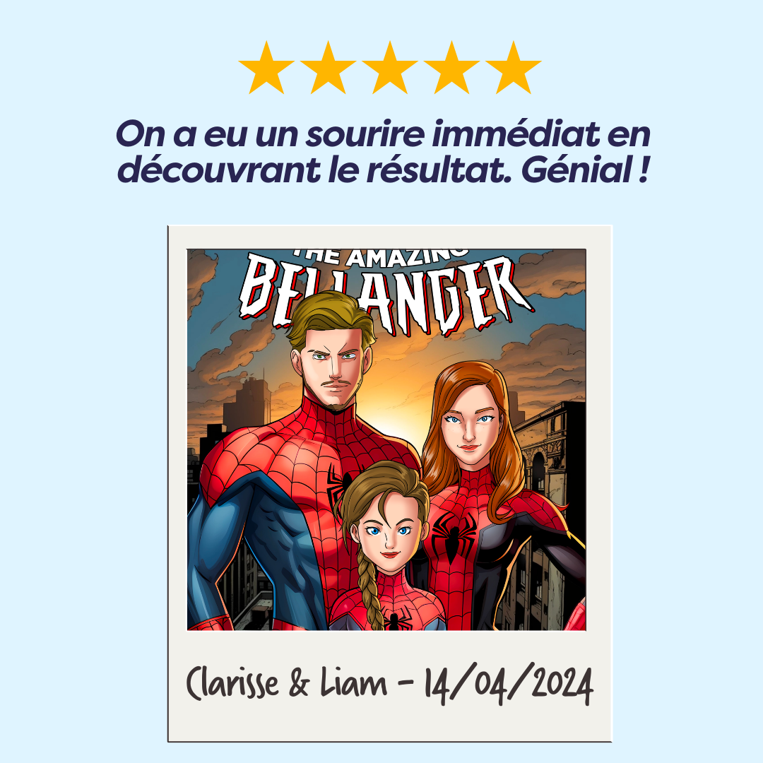 portrait spiderman personnalisé en famille